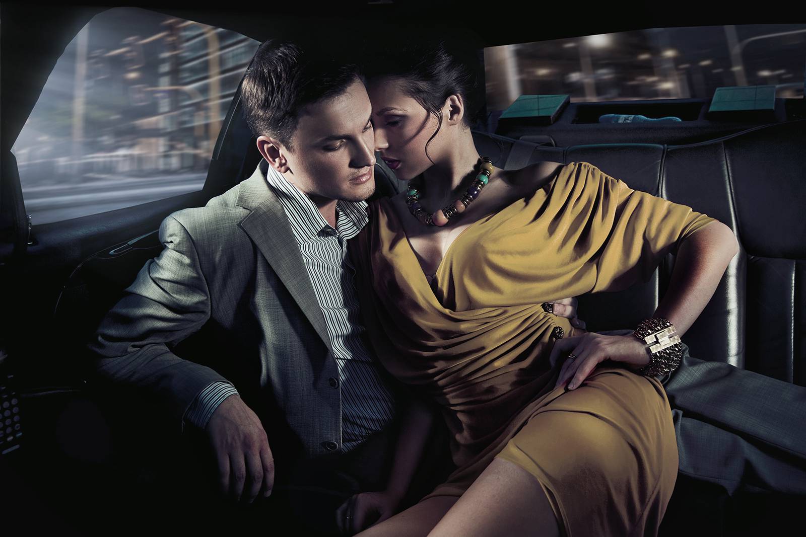 Couple in a limousine